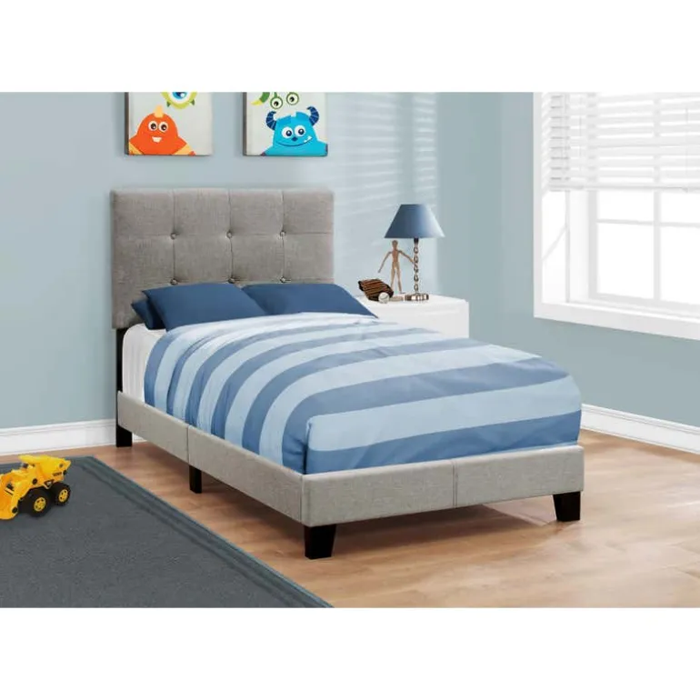 Twin Linen Bed with Headboard (39")