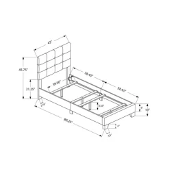Twin Velvet Bed with Headboard (39")