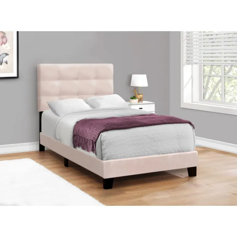 Twin Velvet Bed with Headboard (39")
