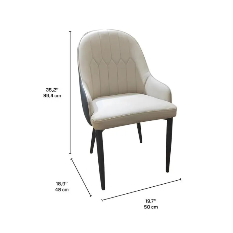 Upholstered Chairs (Set of 2) - Beige and Blue-Grey