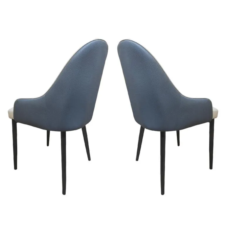Upholstered Chairs (Set of 2) - Beige and Blue-Grey
