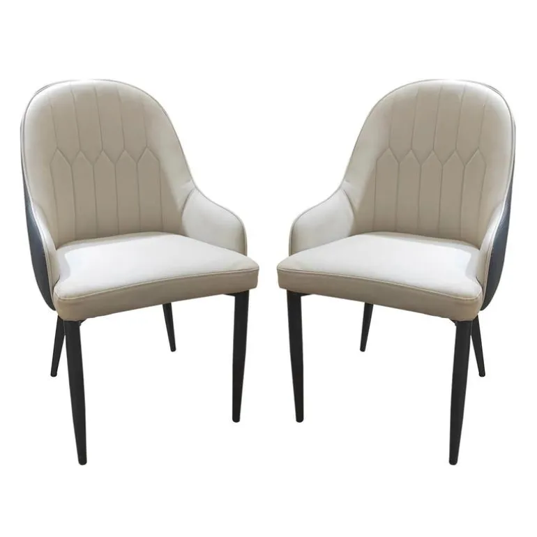 Upholstered Chairs (Set of 2) - Beige and Blue-Grey
