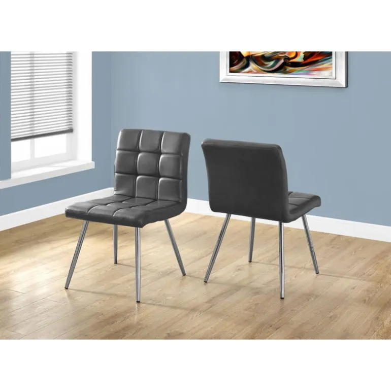Upholstered Chairs (Set of 2) - Grey - Monarch
