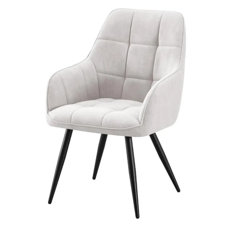 Upholstered Chairs with Armrests (Set of 2) - Light Grey