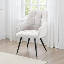 Upholstered Chairs with Armrests (Set of 2) - Light Grey