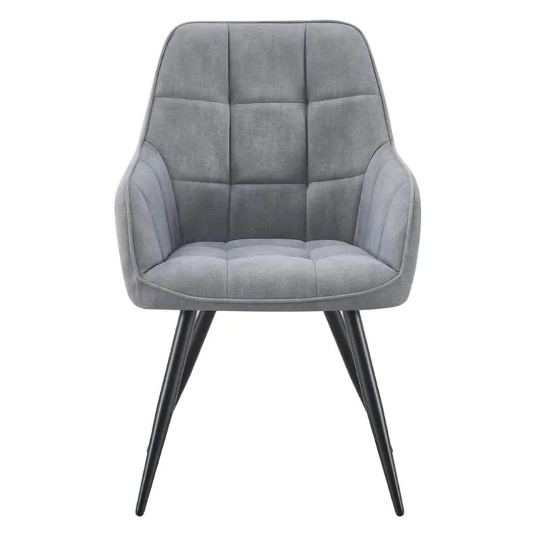 Upholstered Chairs with Armrests (Set of 2) - Grey