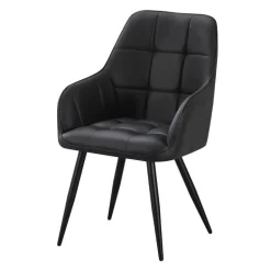 Upholstered Chairs with Armrests (Set of 2) - Black
