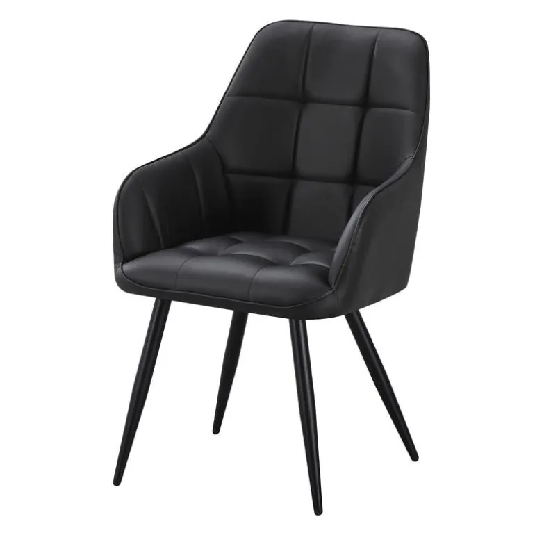 Upholstered Chairs with Armrests (Set of 2) - Black