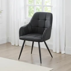 Upholstered Chairs with Armrests (Set of 2) - Black