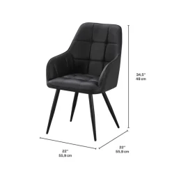 Upholstered Chairs with Armrests (Set of 2) - Black