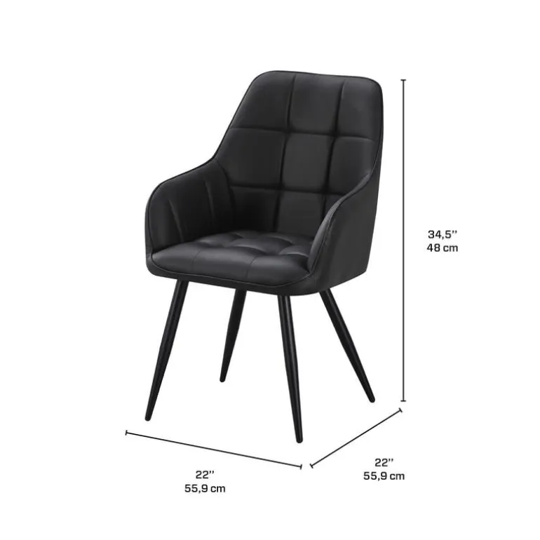 Upholstered Chairs with Armrests (Set of 2) - Black