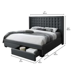 Upholstered King Bed with 2-Drawer Storage and Headboard (78'')
