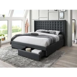Upholstered King Bed with 2-Drawer Storage and Headboard (78'')