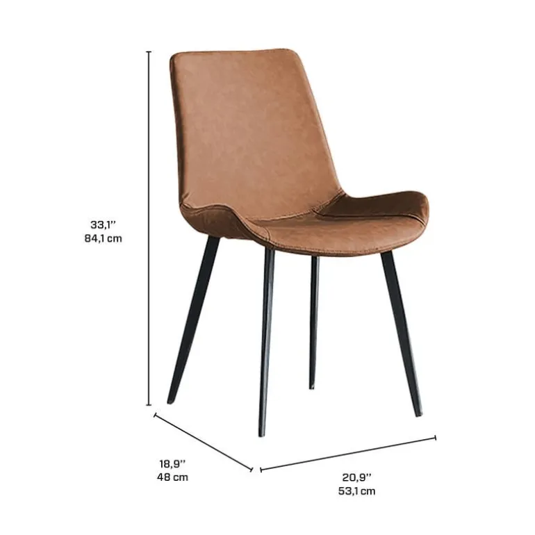 Upholstered Kitchen Chairs (Set of 2) - Cognac
