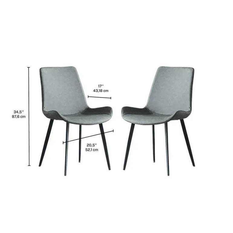 Upholstered Kitchen Chairs (Set of 2) - Grey