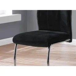 Velvet Chairs with Chrome Base (Set of 2) - Black - Monarch