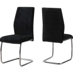 Velvet Chairs with Chrome Base (Set of 2) - Black - Monarch