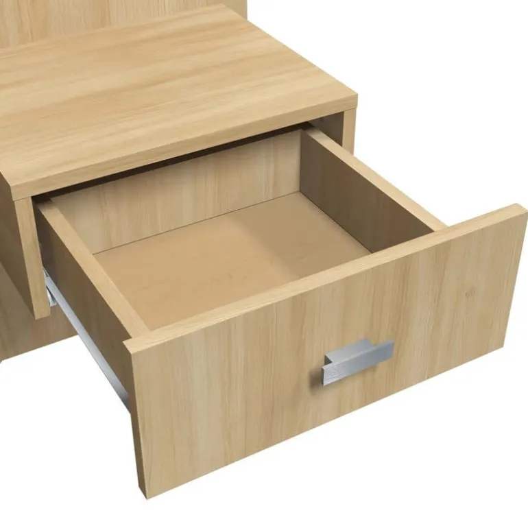 Wall Units with 2 Integrated Nightstands for Full Beds - Natural