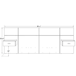 Wall Units with 2 Integrated Nightstands for Full Beds - Natural