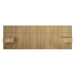 Wall Units with 2 Integrated Nightstands for Full Beds - Natural