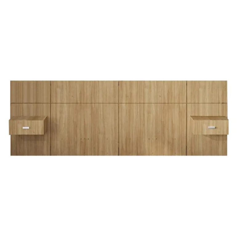 Wall Units with 2 Integrated Nightstands for Full Beds - Natural