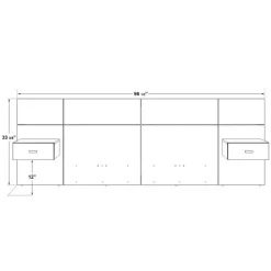 Wall Units with 2 Integrated Nightstands for Queen Beds (60")