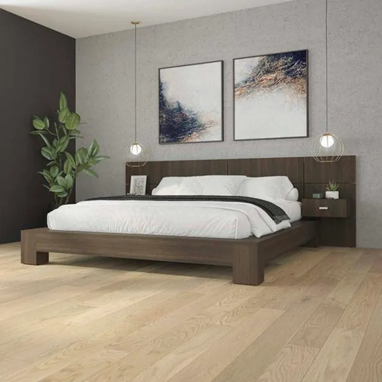 Wall Units with 2 Integrated Nightstands for Queen Beds - Taupe