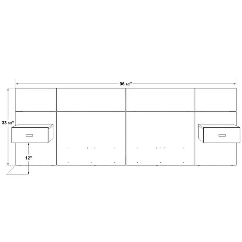 Wall Units with 2 Integrated Nightstands for Queen Beds - Taupe