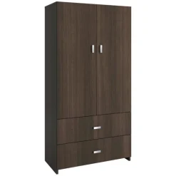 Wardrobe with 2 Large Drawers - Brown
