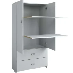 Wardrobe with 2 Large Drawers - White