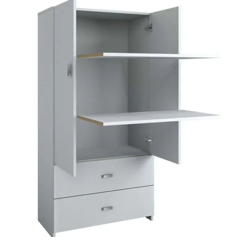 Wardrobe with 2 Large Drawers - White