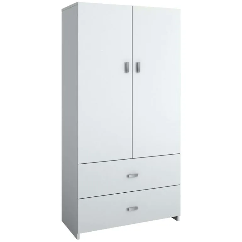 Wardrobe with 2 Large Drawers - White