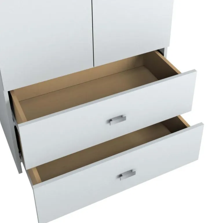 Wardrobe with 2 Large Drawers - White