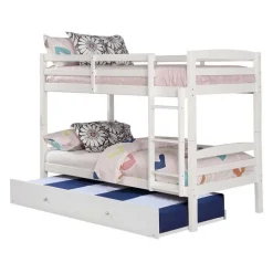 White Bunk Bed with Trundle Bed - 39