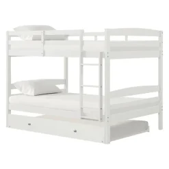 White Bunk Bed with Trundle Bed - 54"/54"