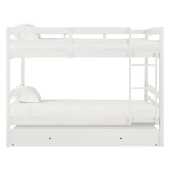 White Bunk Bed with Trundle Bed - 54"/54"