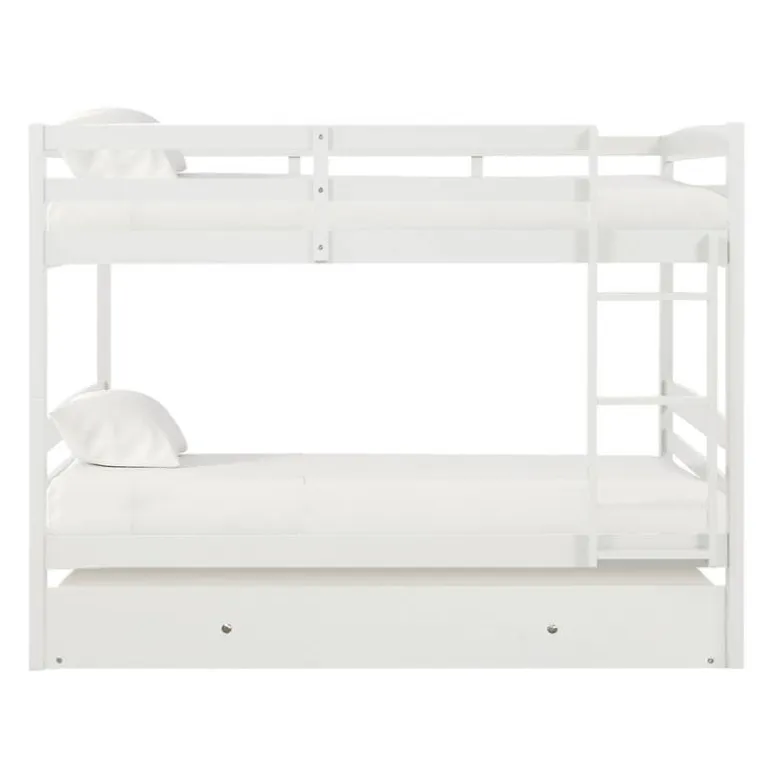 White Bunk Bed with Trundle Bed - 54"/54"