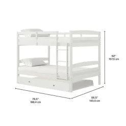 White Bunk Bed with Trundle Bed - 54