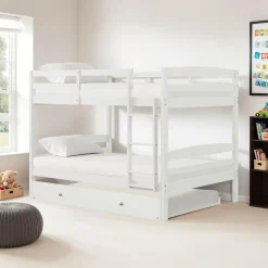 White Bunk Bed with Trundle Bed - 54