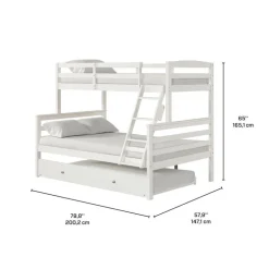 White Bunk Bed with Trundle Bed - 39