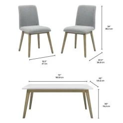 White Marble Top Dining Table with 4 Chairs - Grey