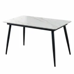 White Sintered Stone Dining Set with 2 Grey Chairs - 48