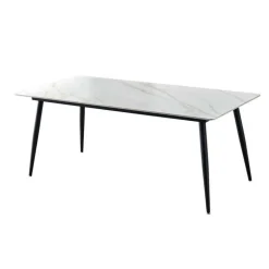 White Sintered Stone Dining Set with 4 Grey Chairs and 2 Cognac Chairs - 59