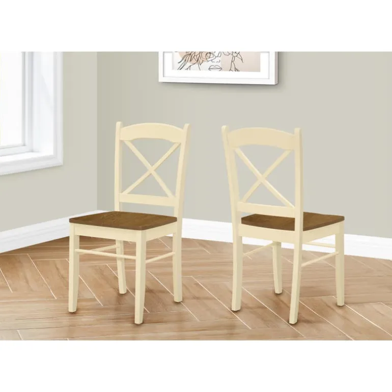 Wooden Chairs (Set of 2) - Cream - Monarch
