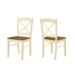 Wooden Chairs (Set of 2) - Cream - Monarch