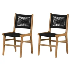 Woven Rope Chairs (Set of 2) - Black