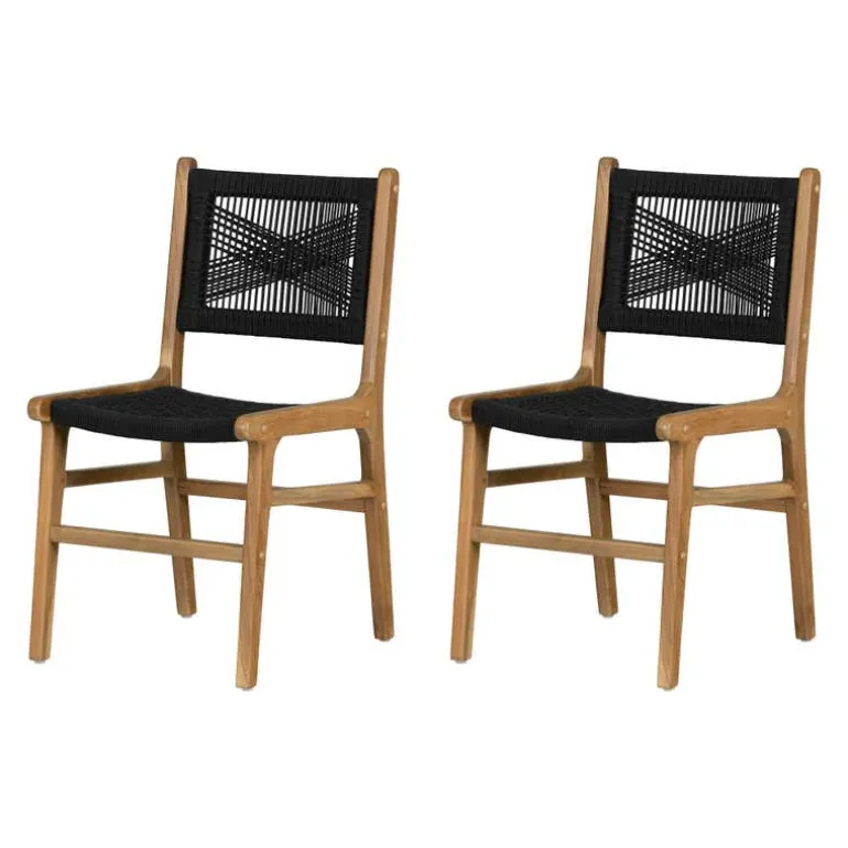 Woven Rope Chairs (Set of 2) - Black