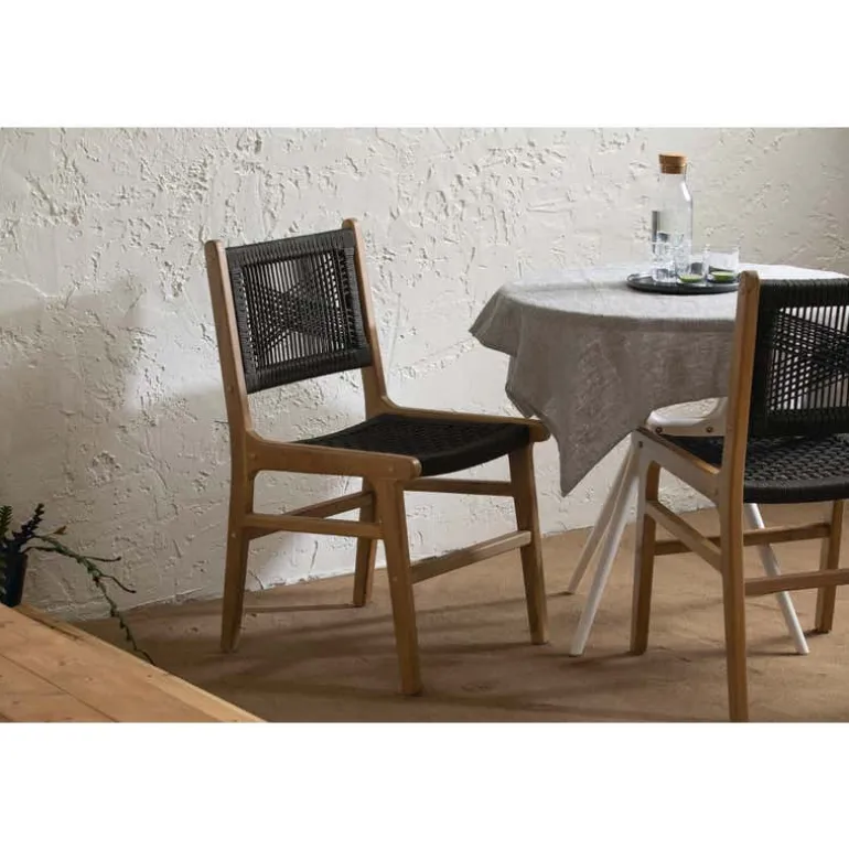 Woven Rope Chairs (Set of 2) - Black